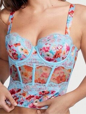 Victoria's Secret Very Sexy Happy Poppy Floral Lace Balconette Corset Top